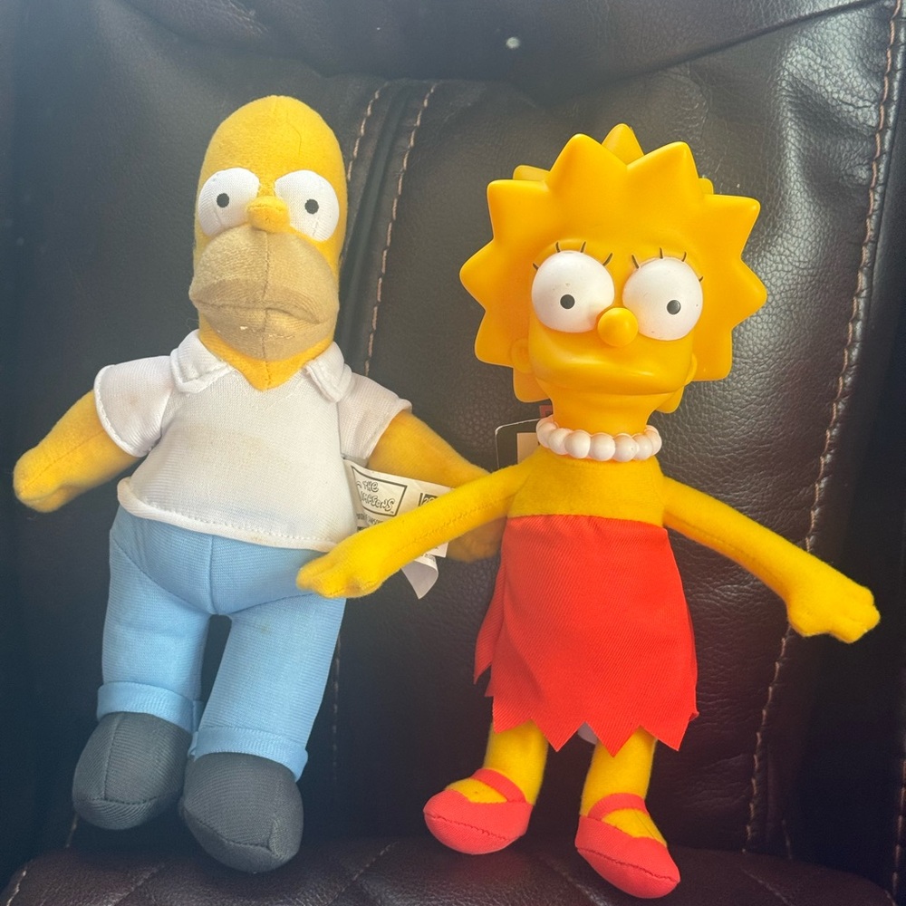 Fox Lisa & Homer Plush Set - Yellow, Red, Blue, White